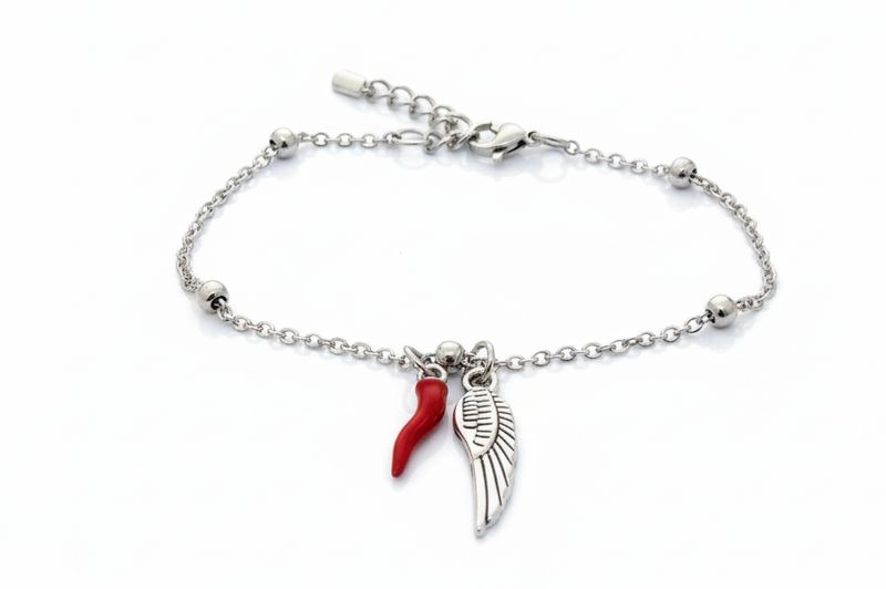 Bracciale donna con corno portafortuna e charm ALA