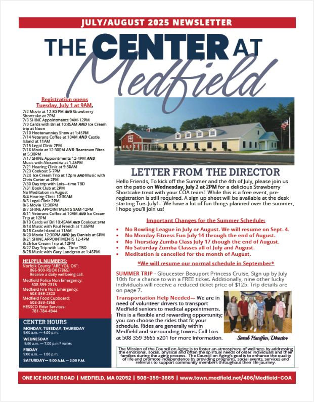 Sample Newsletter - Medfield Council on Aging