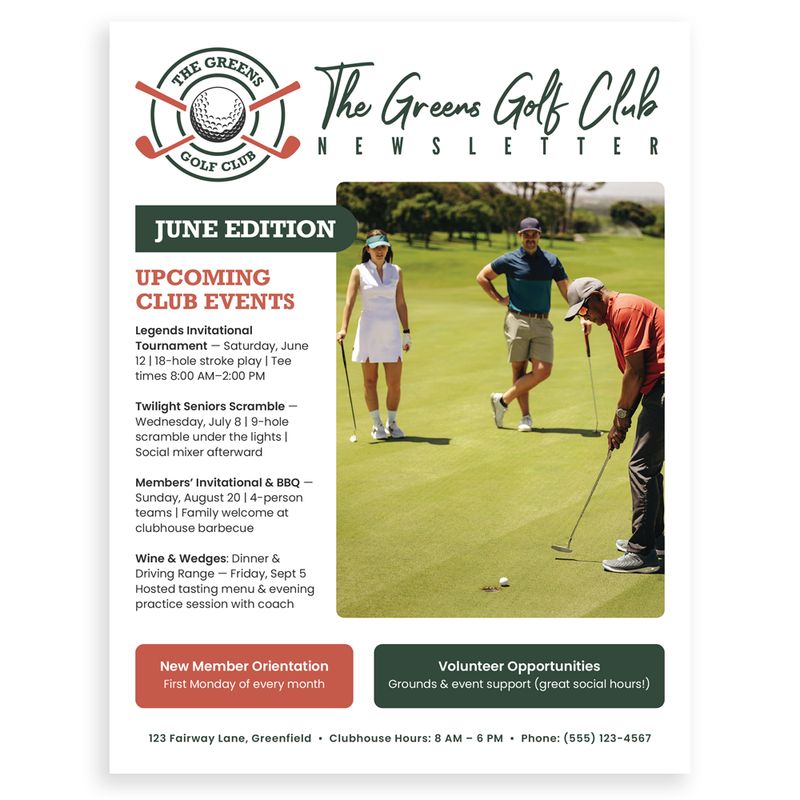 Mockup Newsletter - Golf/Country Club