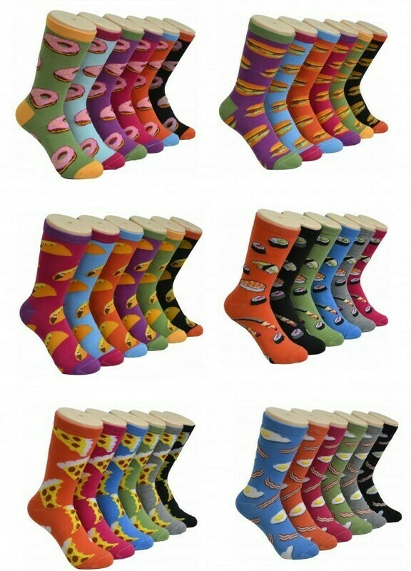 Women&#39;s Assorted Food Crew Socks - 5 PACK