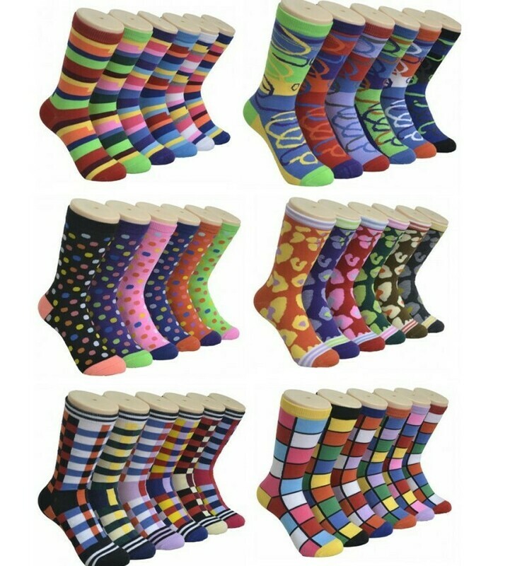Women&#39;s Assorted Funky Crew Socks - 5 PACK