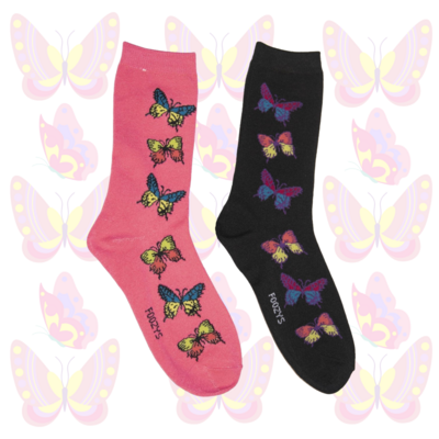 Women's Butterfly Crew Socks - 2 Colors
