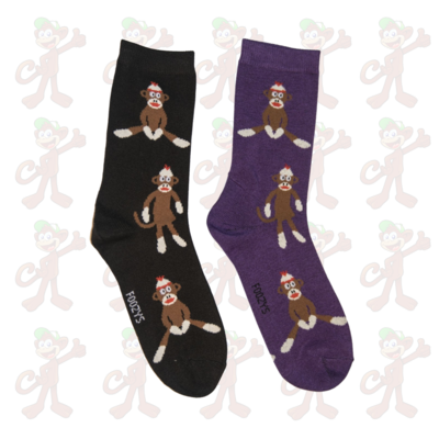 Women's Sock Monkey Crew Socks - 2 Colors