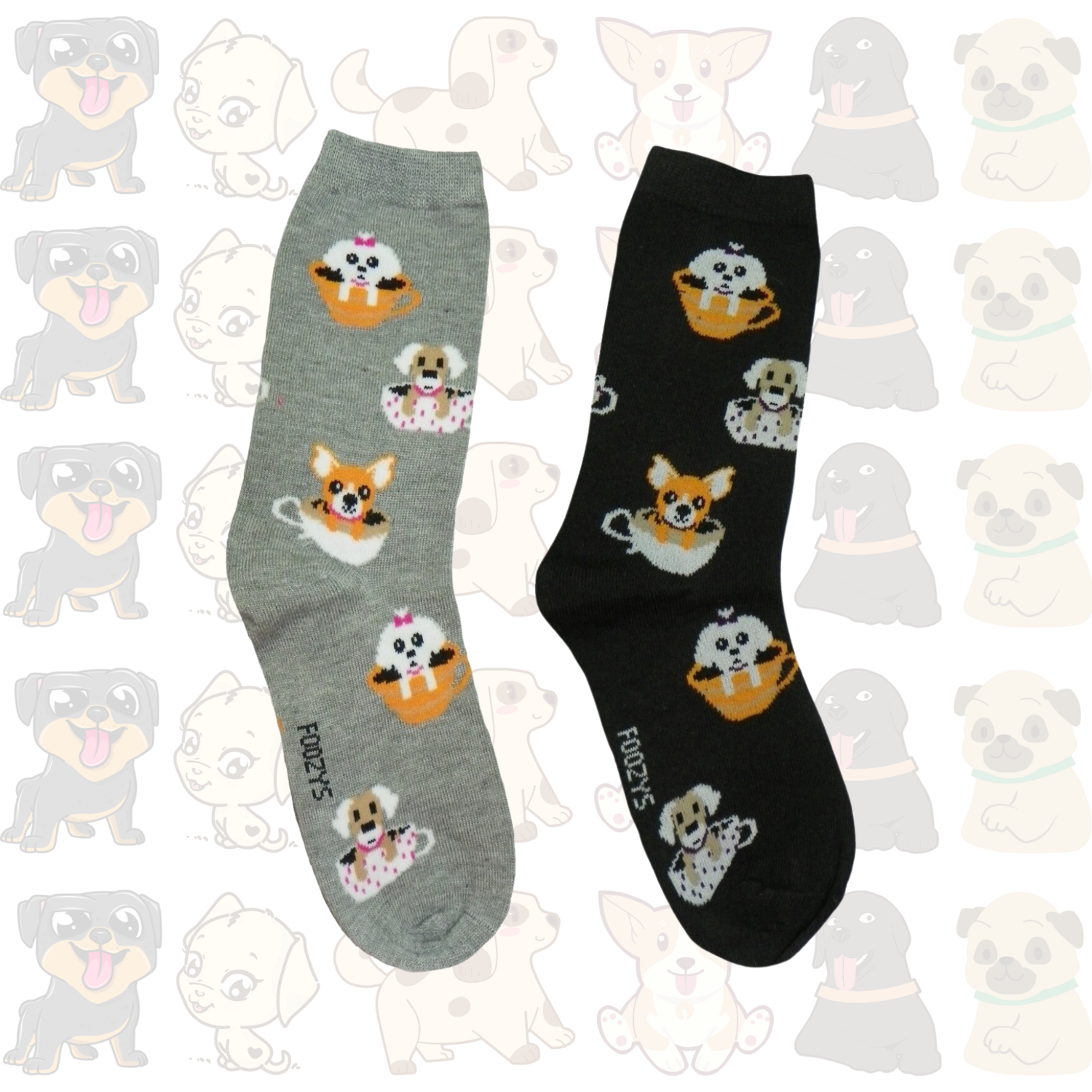 Women&#39;s Pups in a Cup Crew Socks - 2 Colors