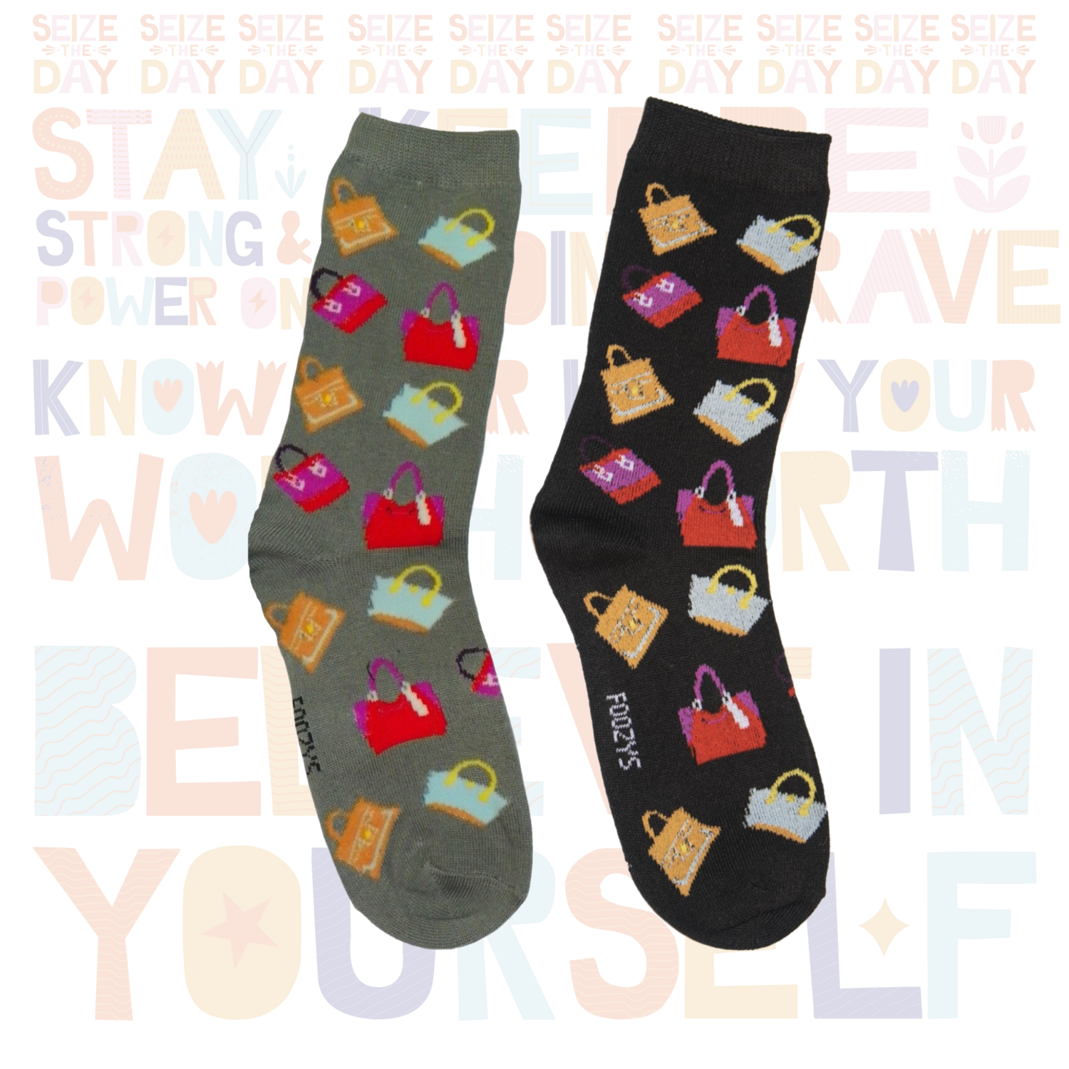 Women&#39;s Handbag Crew Socks - 2 Colors