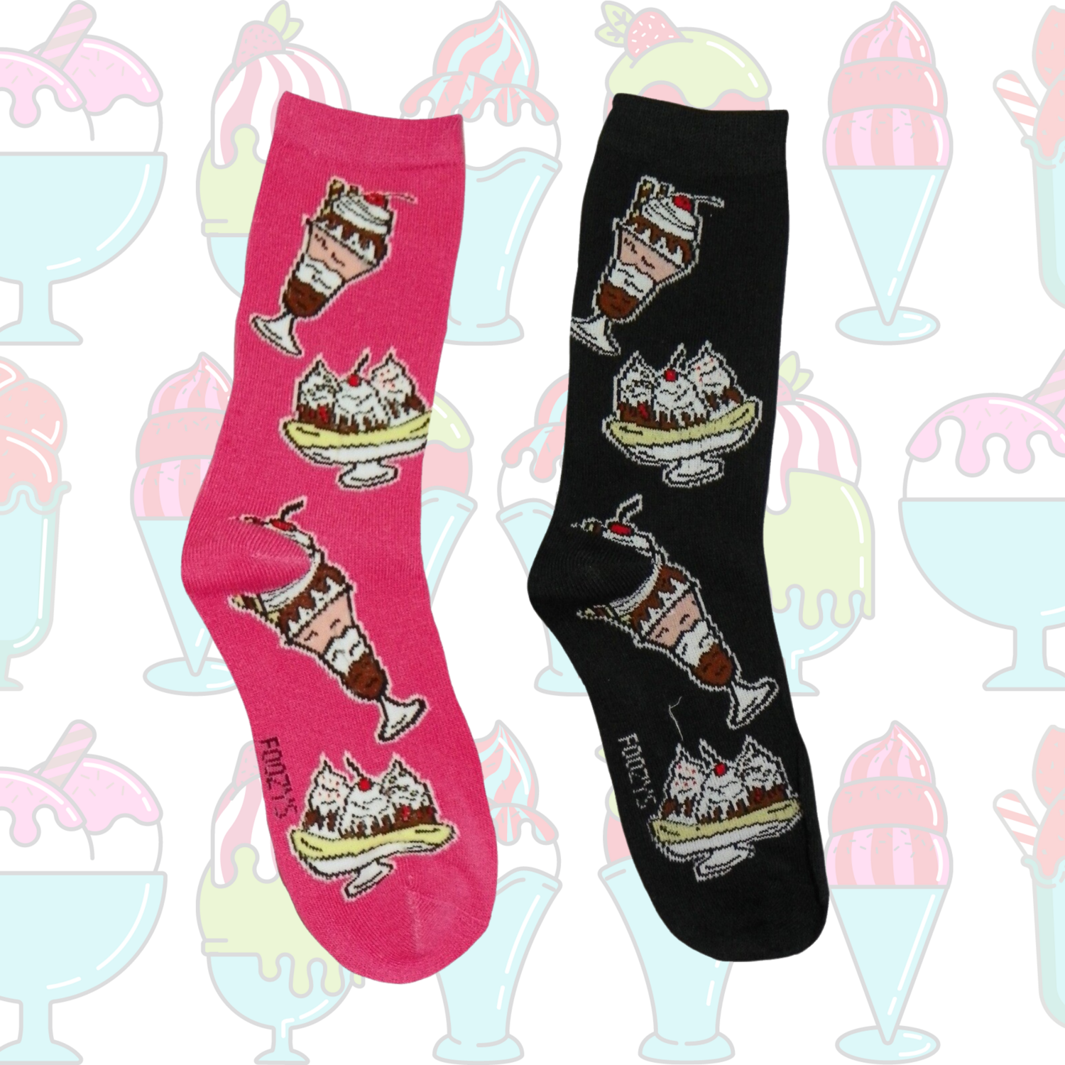 Women&#39;s Ice Cream Sundae Crew Socks  - 2 Colors