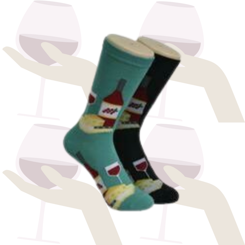 Women&#39;s Red Wine &amp; Cheese Crew Socks - 2 Colors