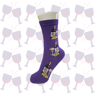 Women's Red Wine & Cheese Crew Socks - Purple
