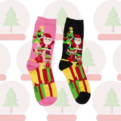 Women's Santa and the Elf Crew Socks - 2 Colors