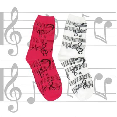 Women's Musical Note Crew Socks - 2 Colors