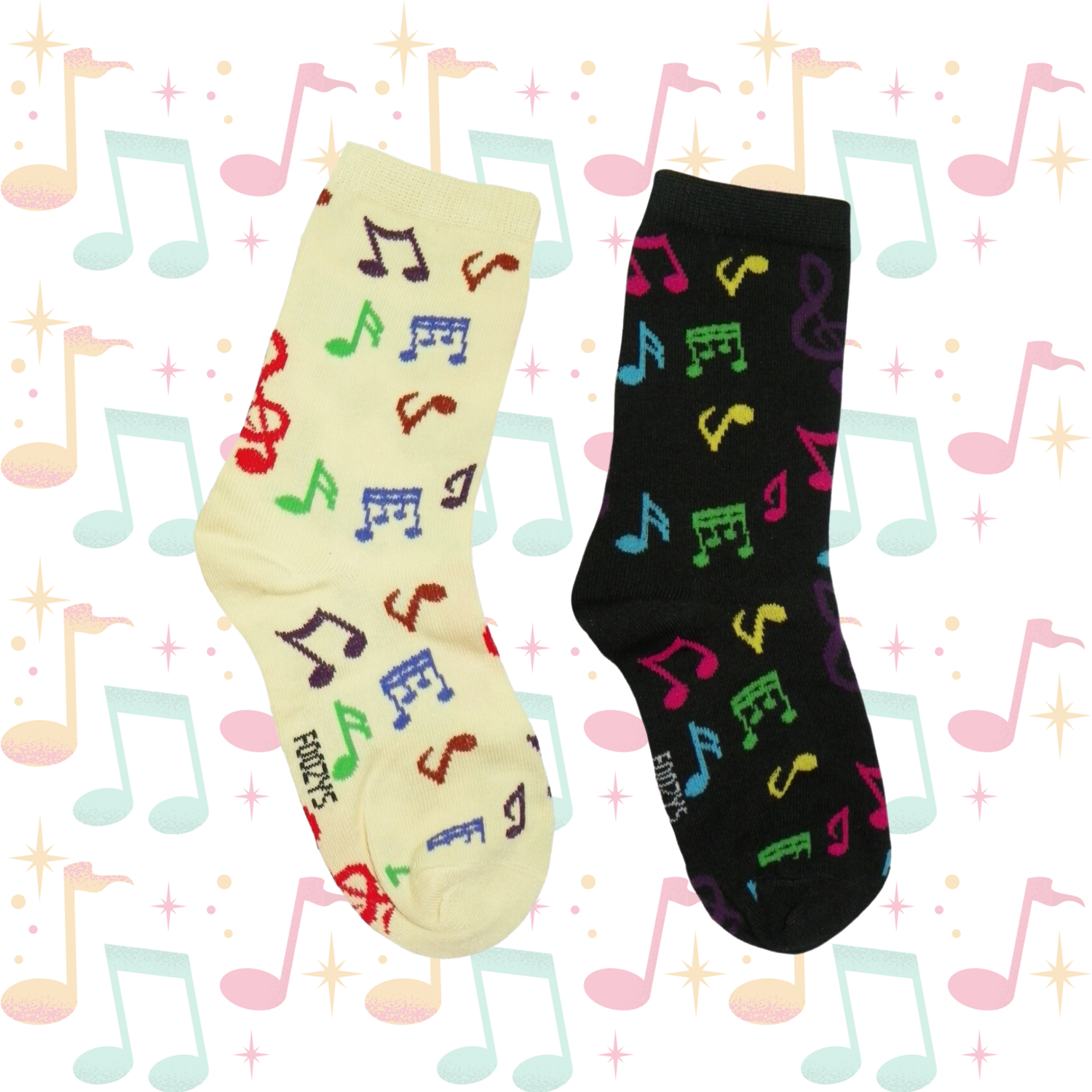 Women&#39;s Musical Notes Crew Socks - 2 Colors