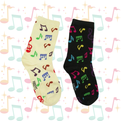 Women's Musical Notes Crew Socks - 2 Colors