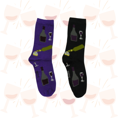 Women&#39;s Red &amp; White Wine Crew Socks - 2 Colors