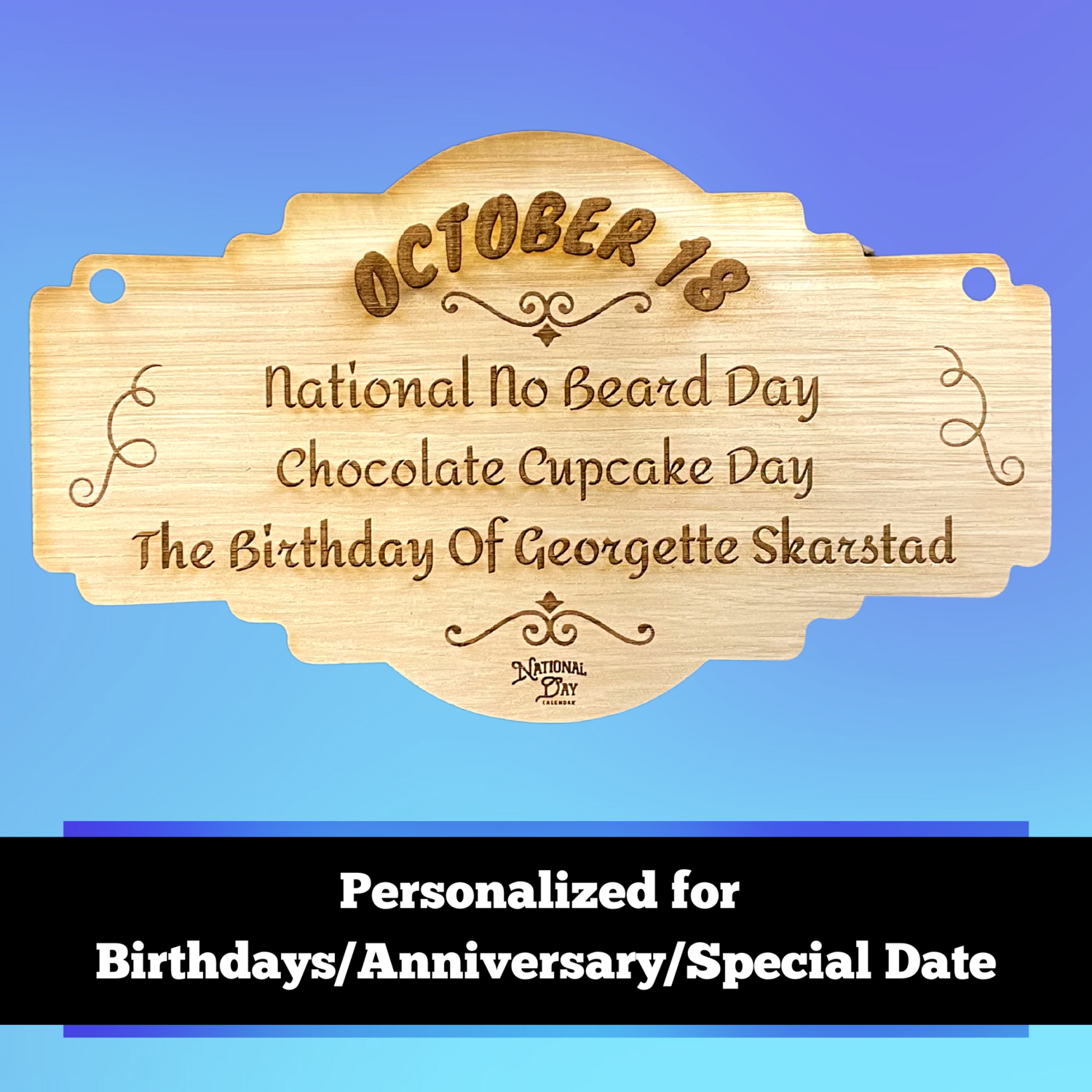 National Day with Birthdate / Anniversary Personalized Plaque
