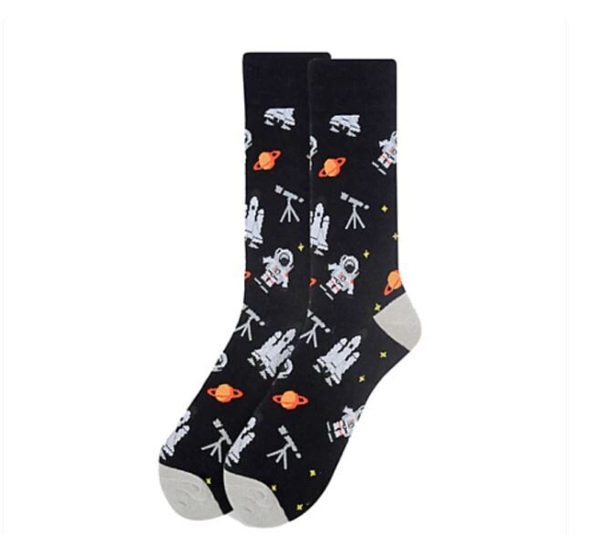 Men's Black Astronaut Crew Socks