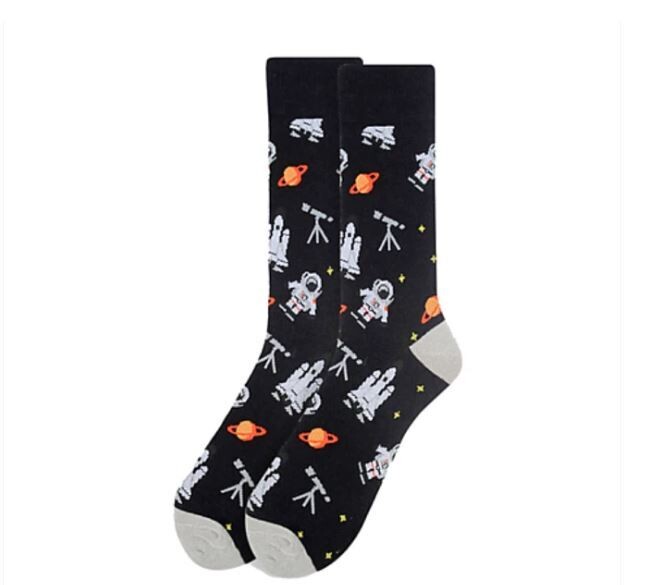 Men&#39;s Black Astronaut Crew Socks