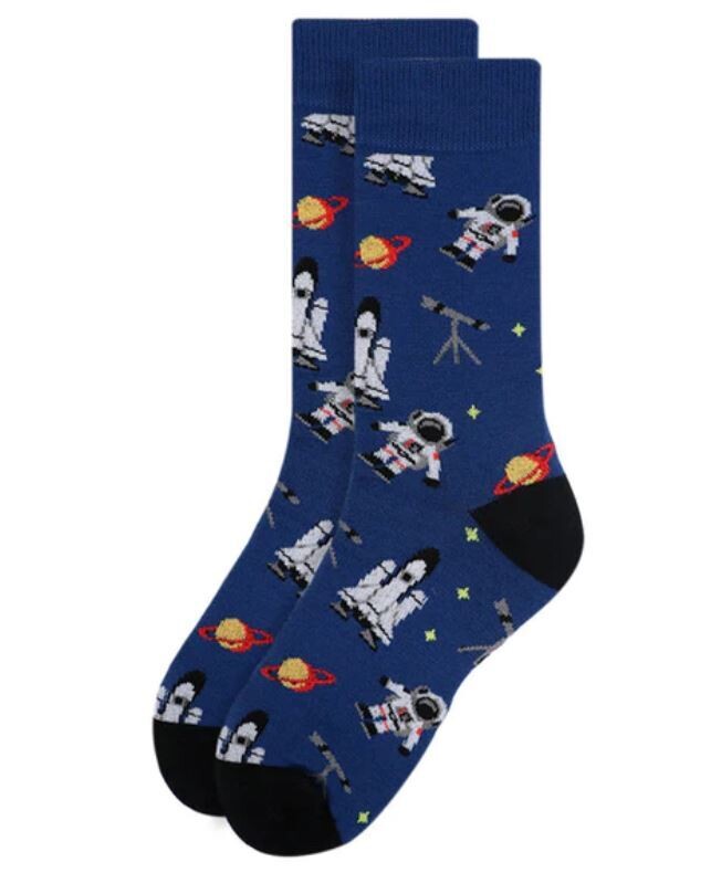 Men&#39;s Blue Astronaut Crew Socks