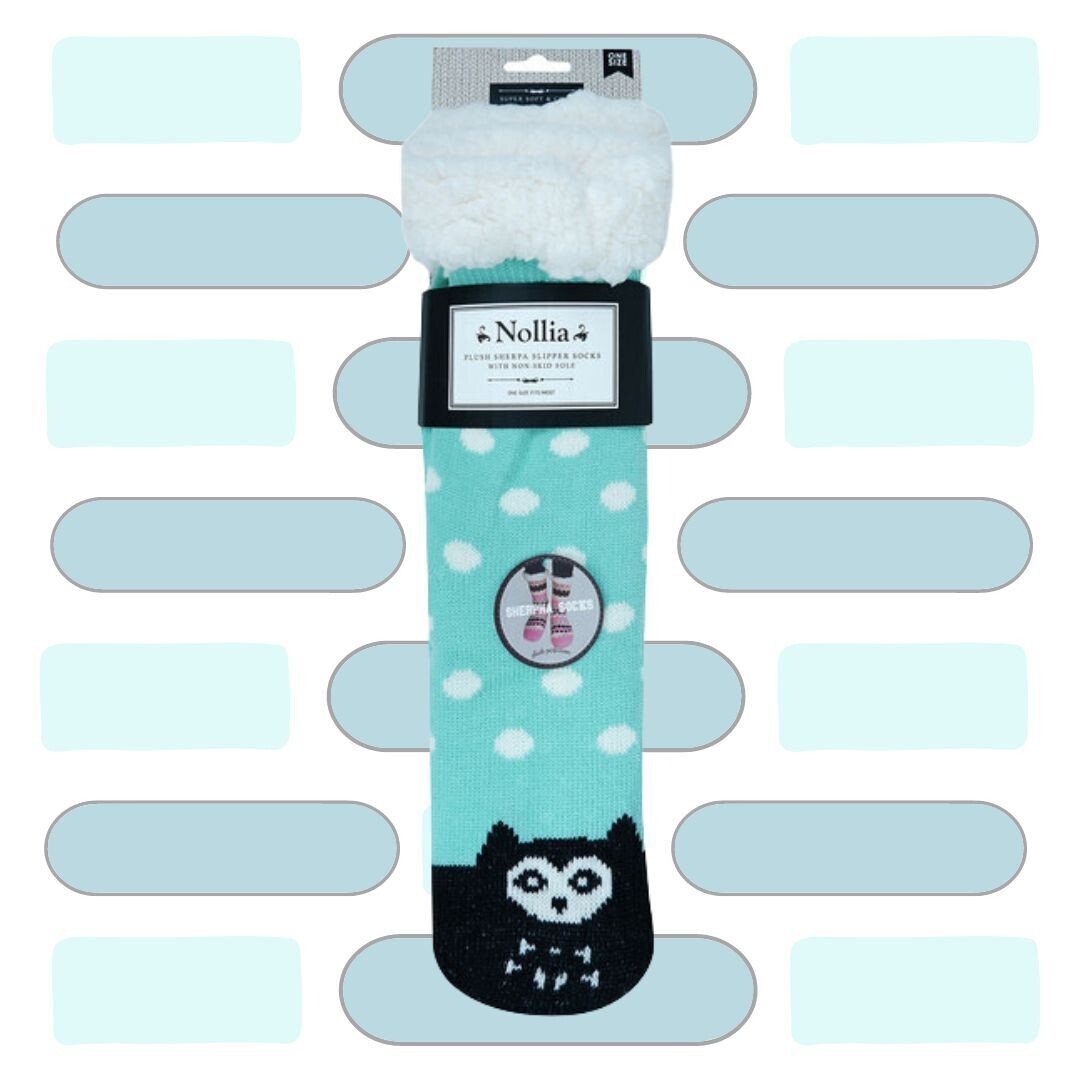 Women&#39;s Green Plush Sherpa Owl Socks