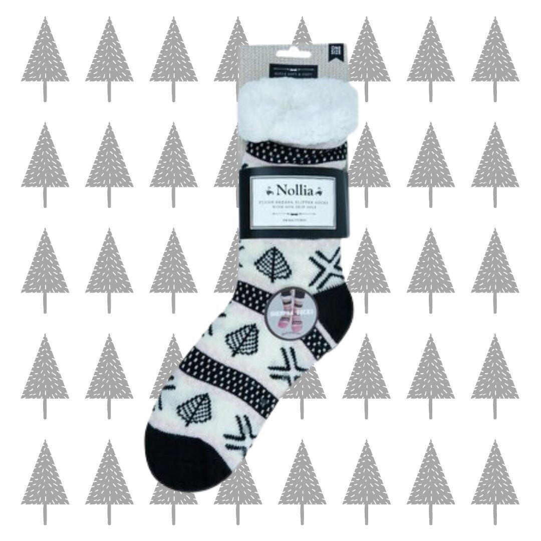 Women&#39;s Black &amp; White Plush Sherpa Socks