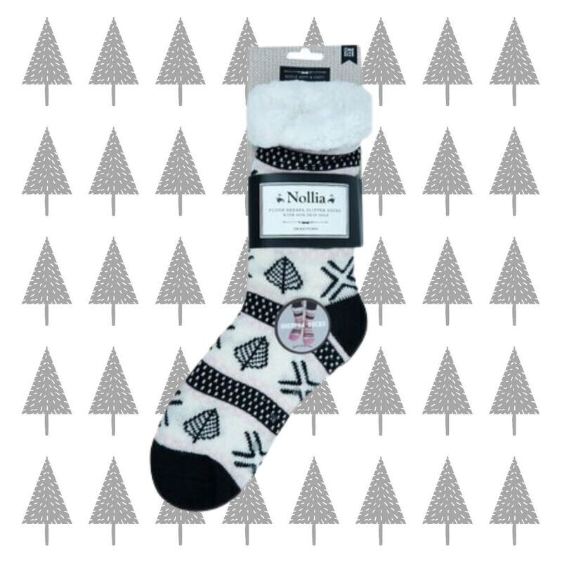 Women&#39;s Black &amp; White Plush Sherpa Socks