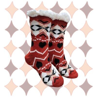 Women&#39;s Rust Plush Sherpa Black Heart Socks