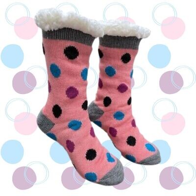 Women&#39;s Mauve Plush Sherpa Polka Dot Socks