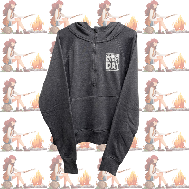 Celebrate Every Day Quarter Zipped Charcoal Grey Half Ribbed Hoodie