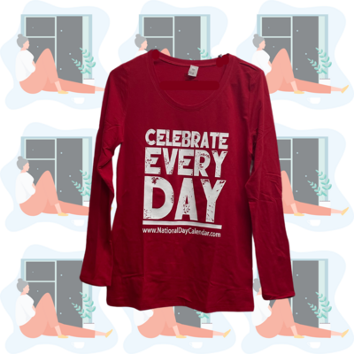Celebrate Every Day Women&#39;s Red Scoop Neck Long Sleeve
