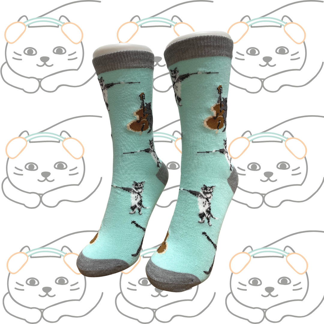 Women&#39;s Musical Cat Crew Socks