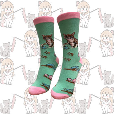 Women&#39;s Cat Spilling Chocolate Milk Crew Socks