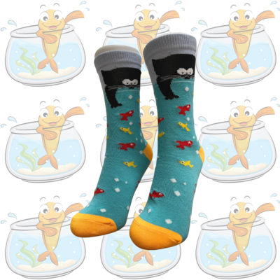 Women&#39;s Cat&#39;s Playing with Fish Crew Socks