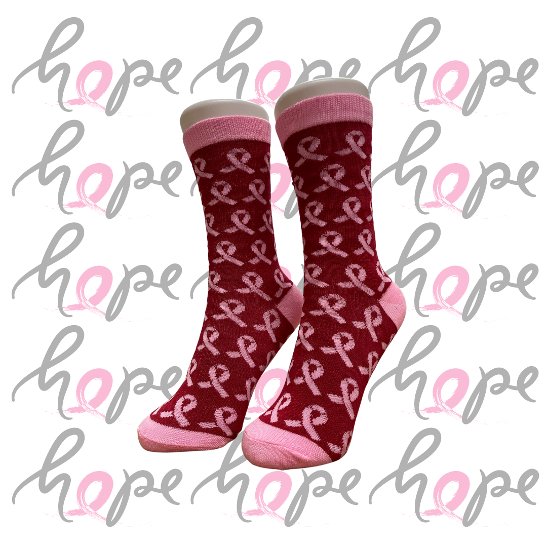 Women&#39;s Breast Cancer Awareness Crew Socks - Style 1