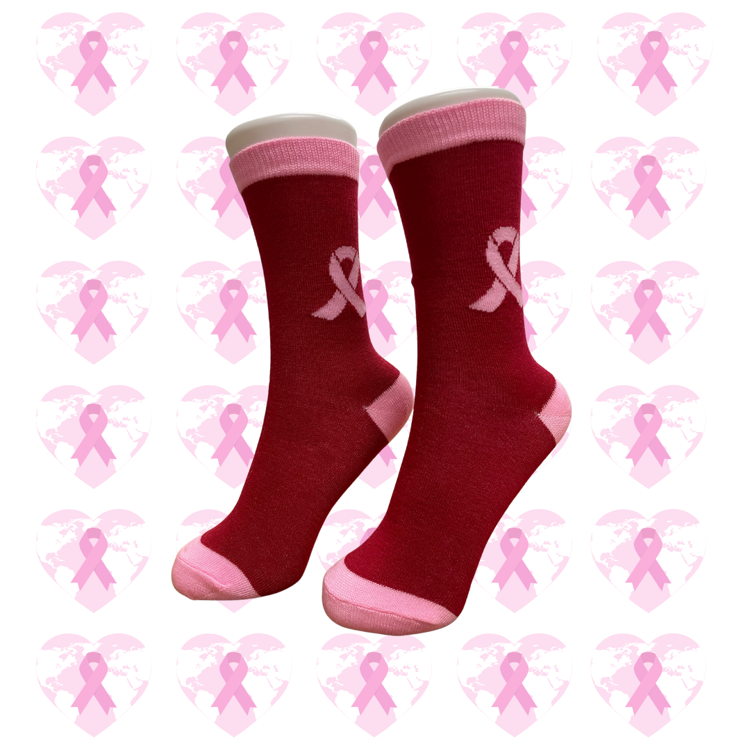 Women&#39;s Breast Cancer Awareness Crew Socks - Style 6