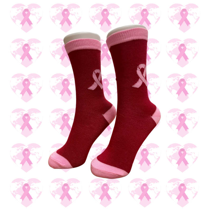 Women&#39;s Breast Cancer Awareness Crew Socks - Style 6