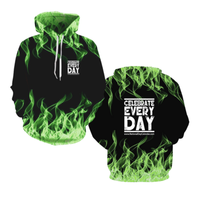 Green Celebrate Every Day Flame Hoodies