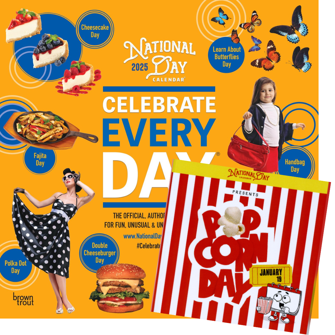 National Popcorn Day Children&#39;s Book AND ​2025 National Day Wall Calendar Combo