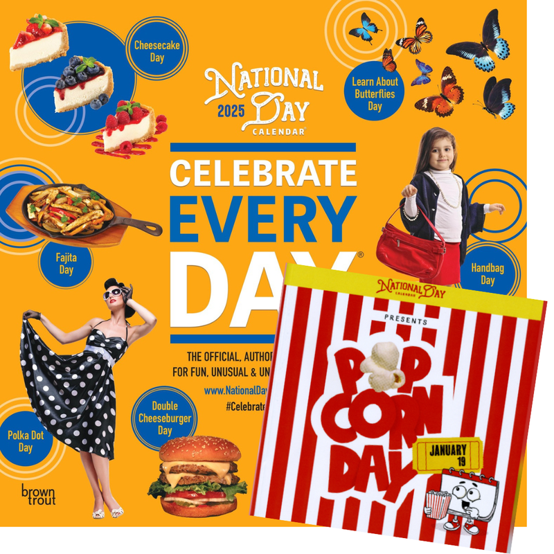 National Popcorn Day Children&#39;s Book AND ​2025 National Day Wall Calendar Combo