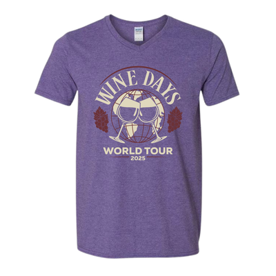 Ladies Heather Purple Wine Day World Tour Graphic Tee