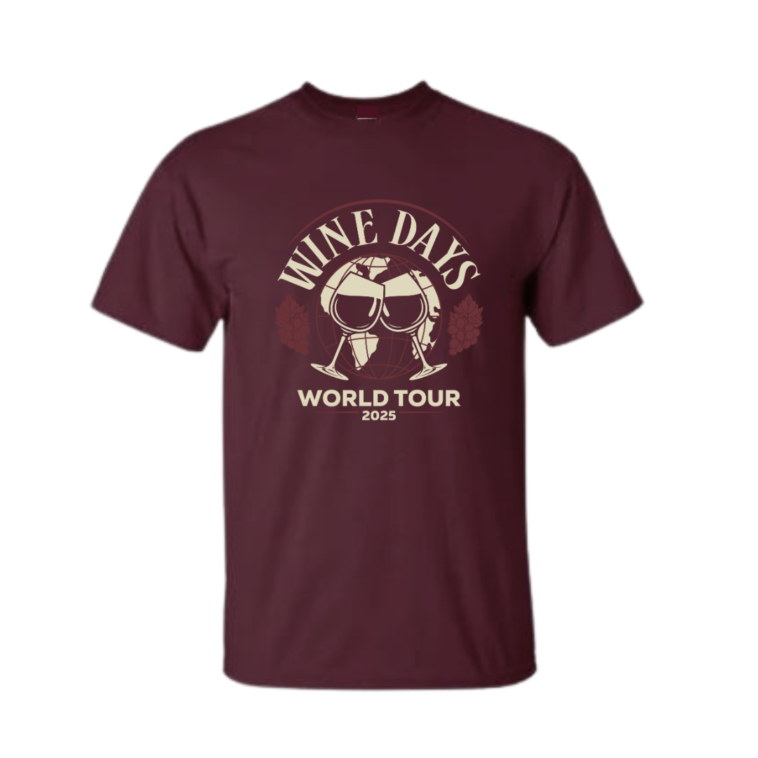 Unisex Dark Maroon Wine Day World Tour Graphic Tee
