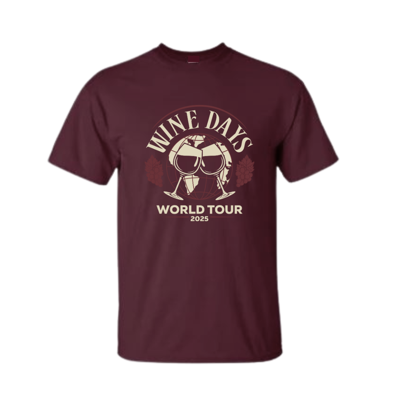 Unisex Dark Maroon Wine Day World Tour Graphic Tee