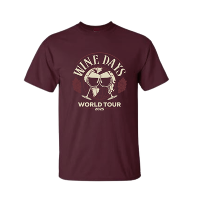 Unisex Dark Maroon Wine Day World Tour Graphic Tee