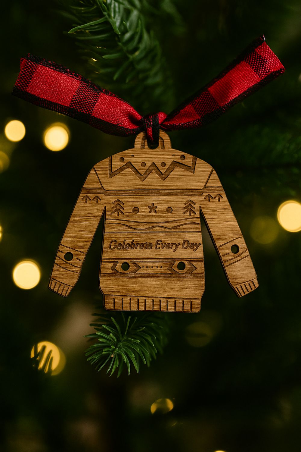 Celebrate Every Day Ugly Christmas Sweater Gift Tag Ornament