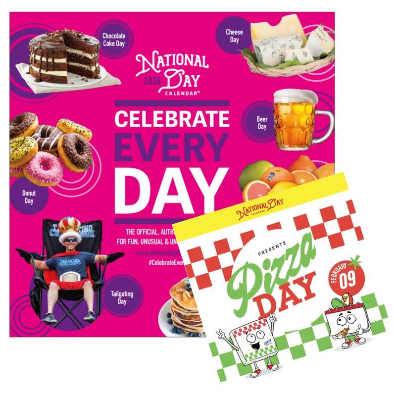 National Pizza Day Children's Book AND 2026 National Day Wall Calendar Combo National Pizza Day Children's Book AND 2026 National Day Wall Calendar Combo