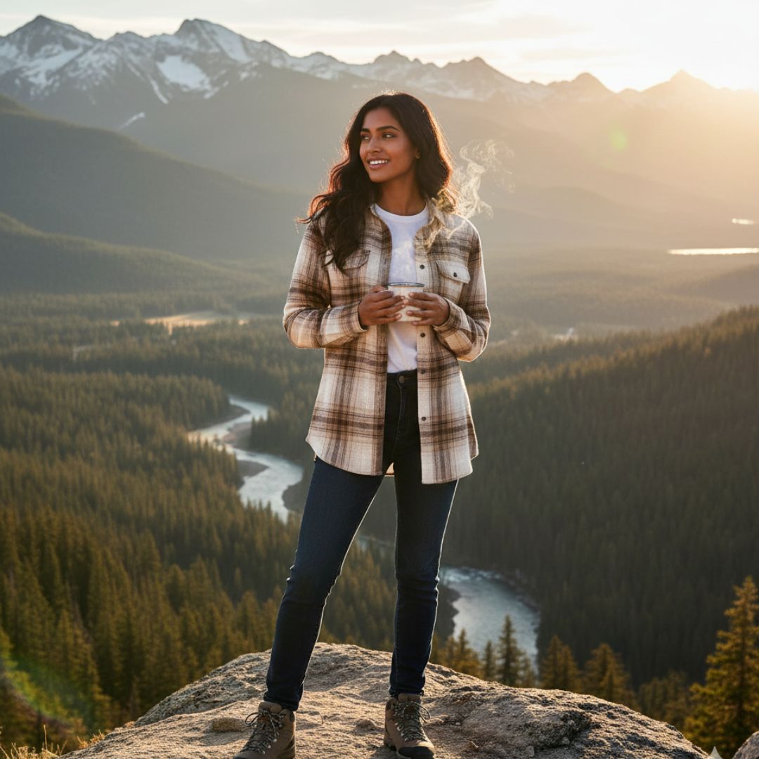 Delicate Ivory Plaid Flannel - UNISEX