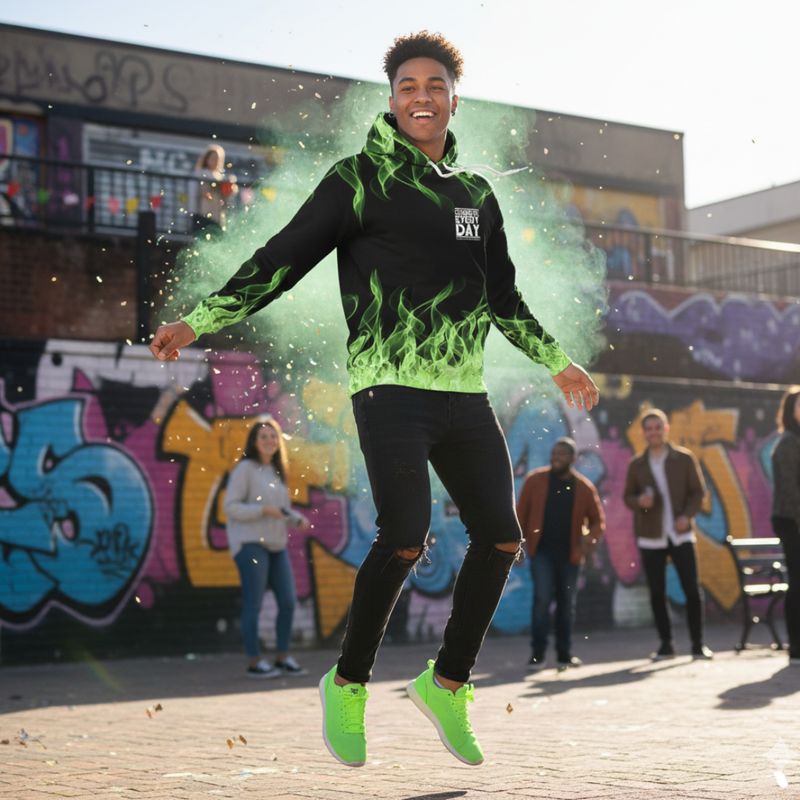 Green Flame Hoodie - Celebrate Every Day Edition - UNISEX