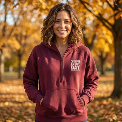 Women's Half Ribbed Crimson Maroon Hoodie