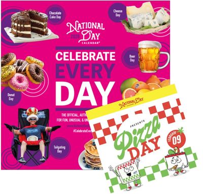 2026 National Day Wall Calendar and Official National Day Pizza Day Book Combo