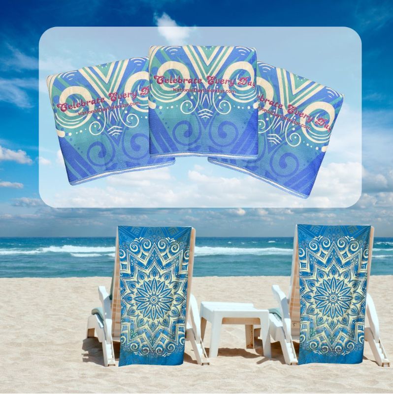 Boho Blue &amp; Green Beach Towels – 30&quot; x 60&quot; Soft Quick-Dry
