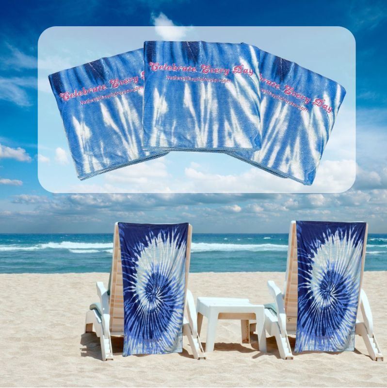 Blue &amp; White Tie-Dye Beach Towels – 30&quot; x 60&quot; Soft Quick-Dry