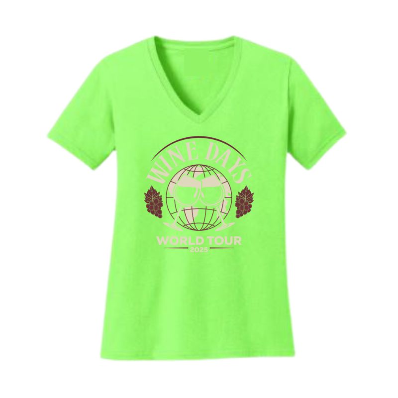 Women's Lime Green Wine Day World Tour Graphic Tee